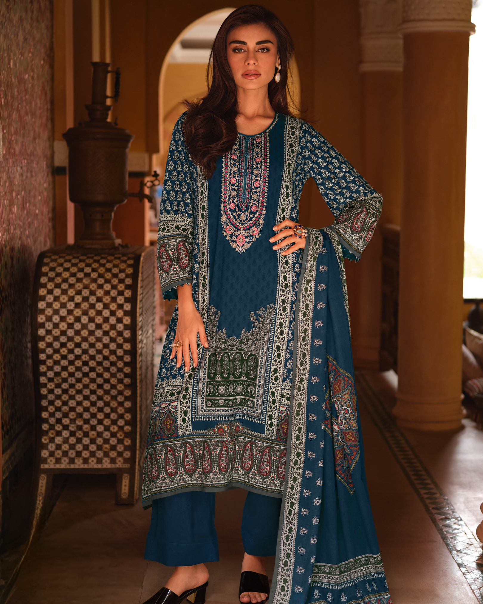 Navy Blue Fancy Cotton Salwar