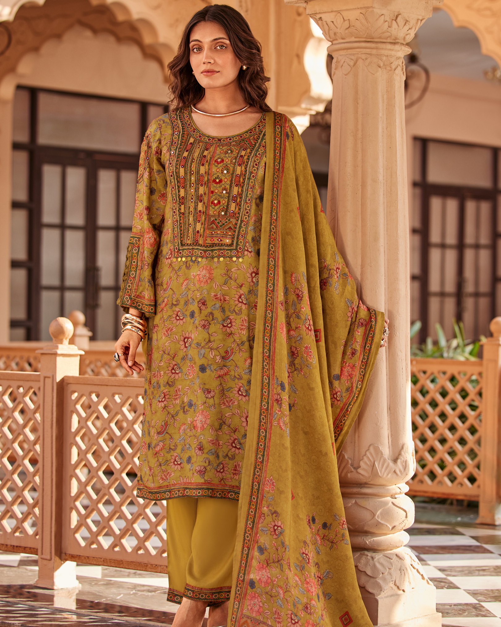Mustard Muslin Salwar Suit