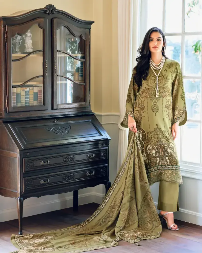 Pista Green Pashmina Suit