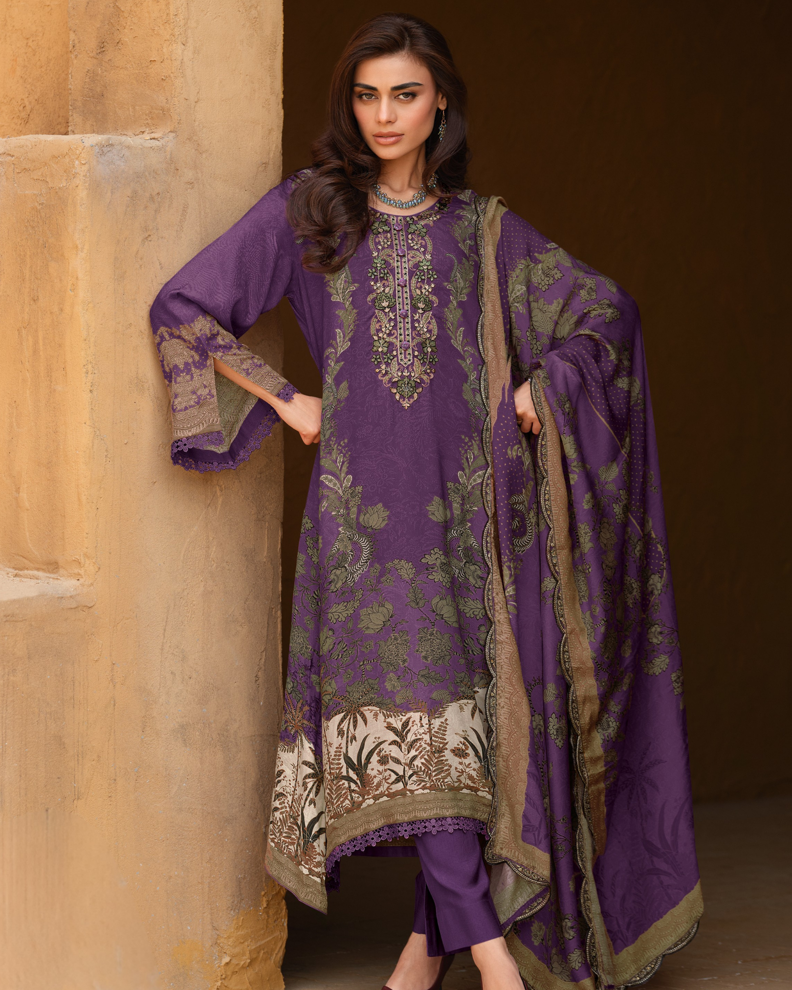 Violet Cotton Ladies Suit