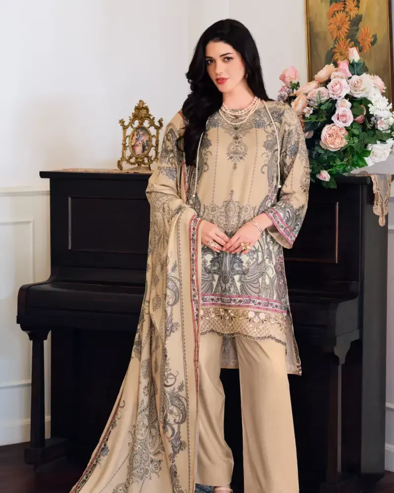 Cream Pashmina Suit